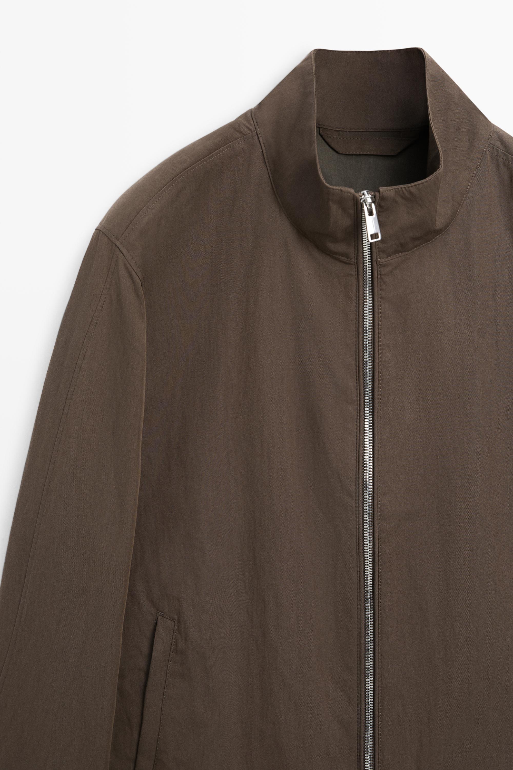 Cotton blend high-neck jacket